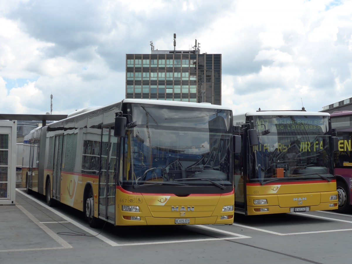 (151'032) - PostAuto Bern - Nr. 667/BE 615'372 - MAN am 29. Mai 2014 in Bern, Postautostation