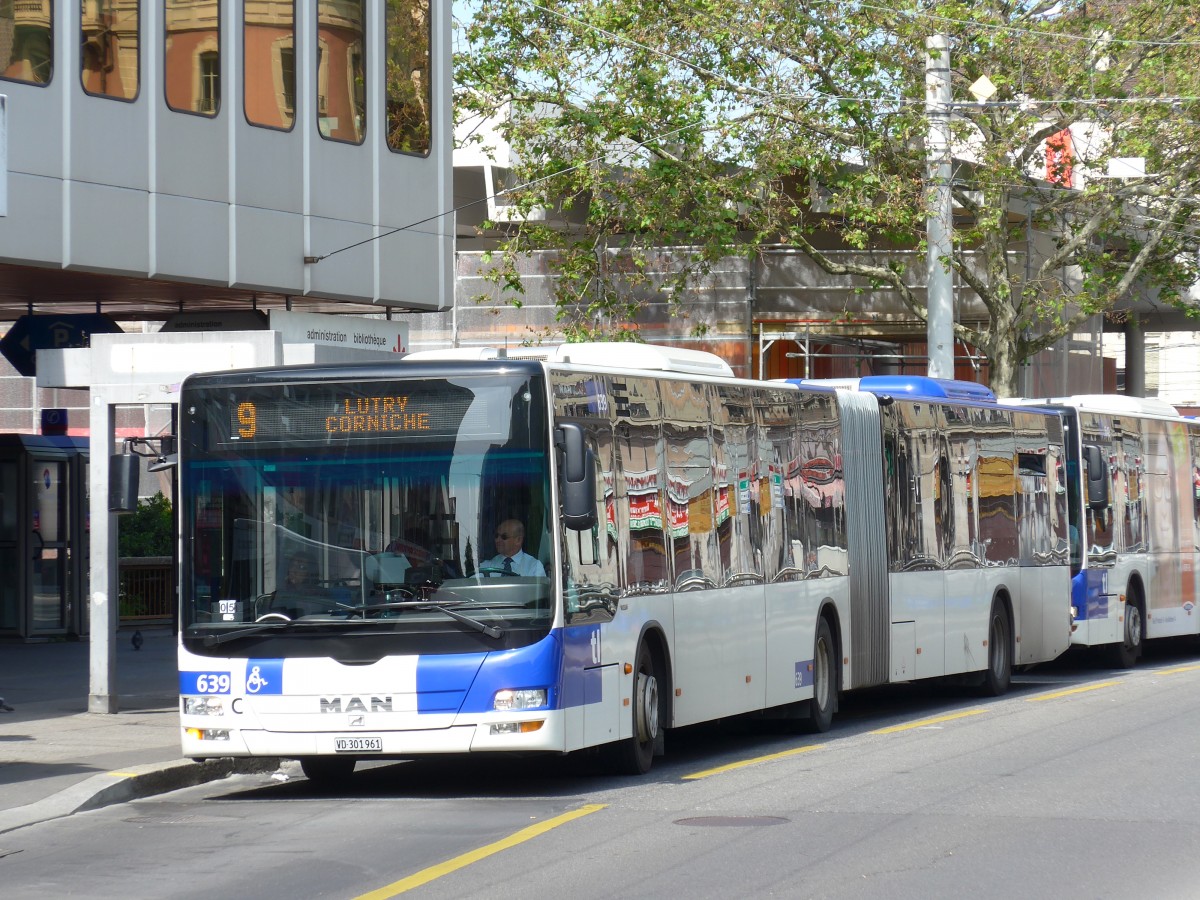 (151'148) - TL Lausanne - Nr. 639/VD 301'961 - MAN am 1. Juni 2014 in Lausanne, Chauderon