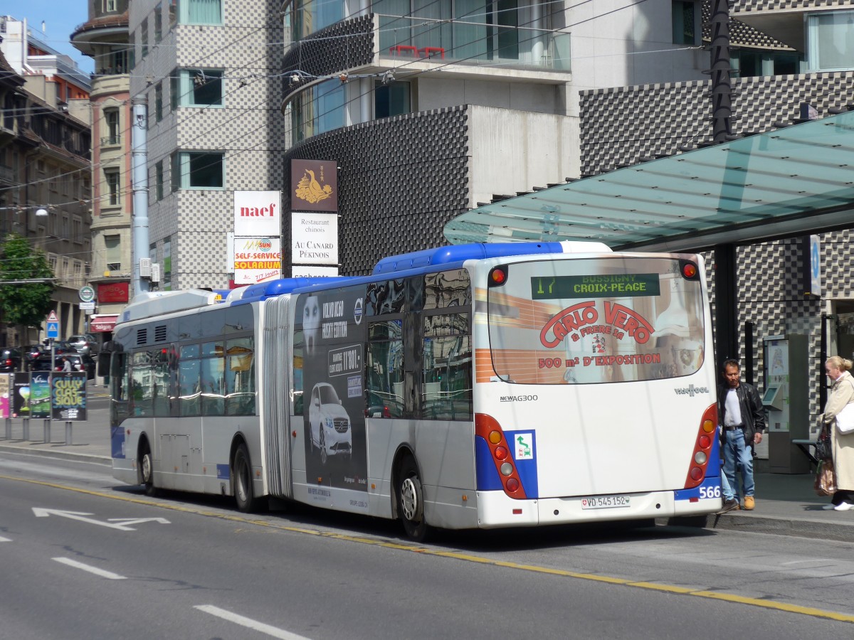 (151'151) - TL Lausanne - Nr. 566/VD 545'152 - Van Hool am 1. Juni 2014 in Lausanne, Chauderon