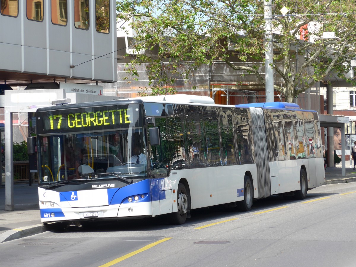 (151'156) - TL Lausanne - Nr. 601/VD 1336 - Neoplan am 1. Juni 2014 in Lausanne, Chauderon