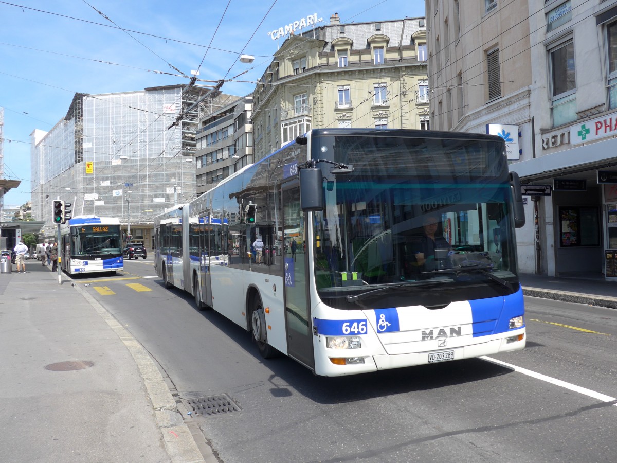 (151'171) - TL Lausanne - Nr. 646/VD 203'289 - MAN am 1. Juni 2014 in Lausanne, Bel-Air