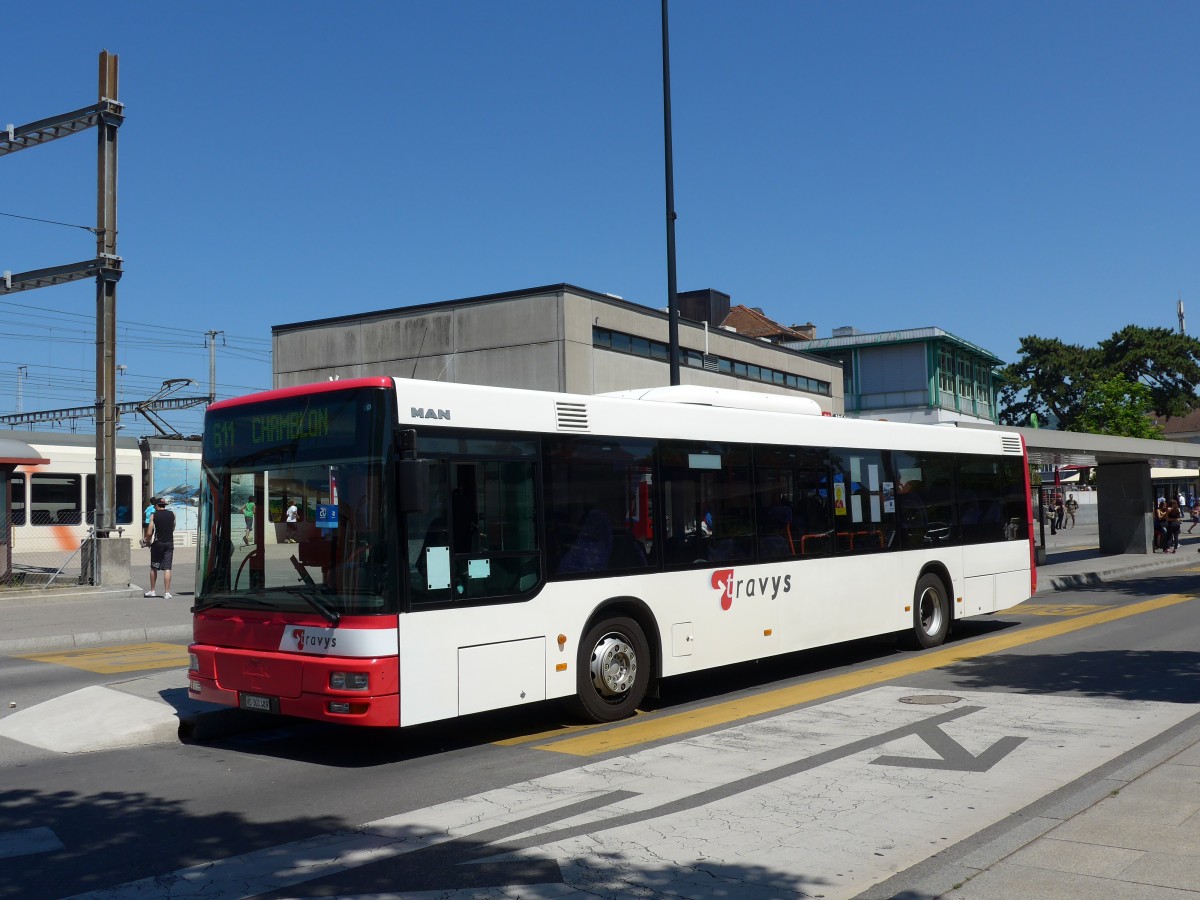 (151'767) - TRAVYS Yverdon - VD 360'489 - MAN am 21. Juni 2014 beim Bahnhof Yverdon