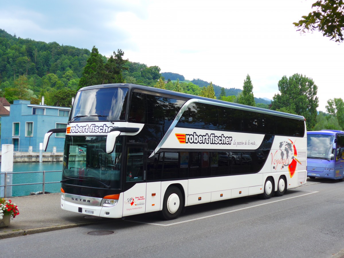 (151'854) - Fischer, Marin - NE 142'436 - Setra am 25. Juni 2014 bei der Schifflndte Thun