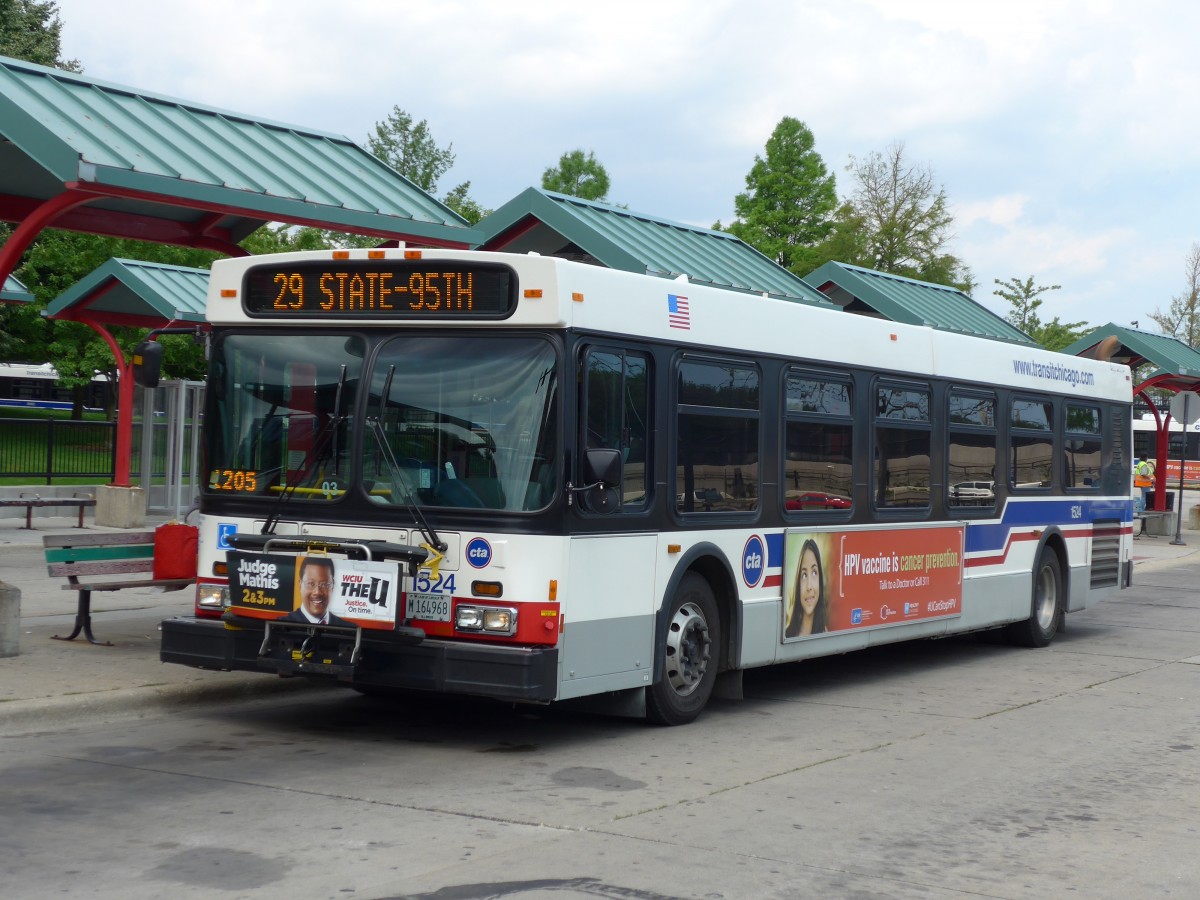 (153'125) - CTA Chicago - Nr. 1524/M 164'968 - New Flyer am 18. Juli 2014 in Chicago, Navy Pier