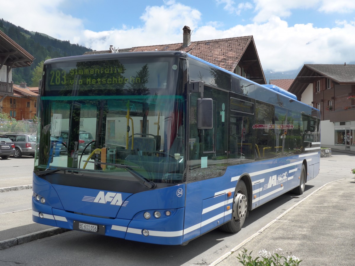 (153'484) - AFA Adelboden - Nr. 54/BE 611'056 - Neoplan (ex VBZ Zrich Nr. 243) am 27. Juli 2014 beim Bahnhof Lenk