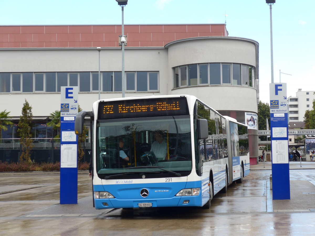 (153'908) - WilMobil, Wil - Nr. 291/SG 308'602 - Mercedes am 16. August 2014 beim Bahnhof Wil