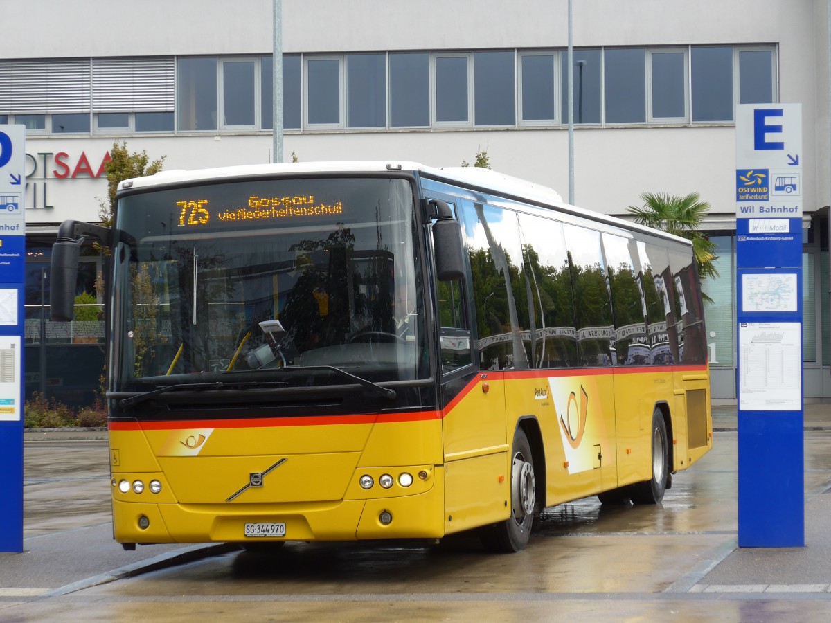 (153'912) - Schmidt, Oberbren - SG 344'970 - Volvo am 16. August 2014 beim Bahnhof Wil