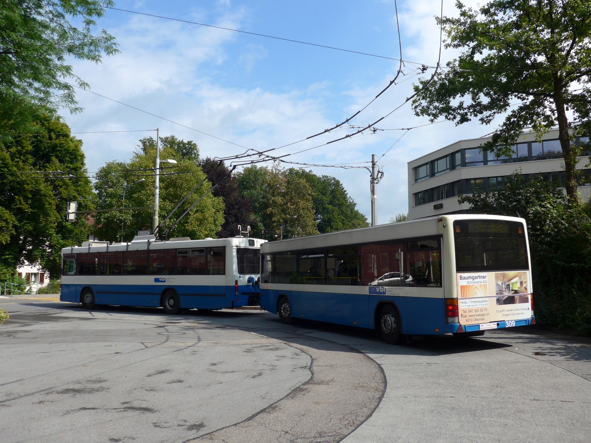 (154'053) - VBL Luzern - Nr. 309 - Lanz+Marti/Hess Personenanhnger am 19. August 2014 in Luzern, Maihof