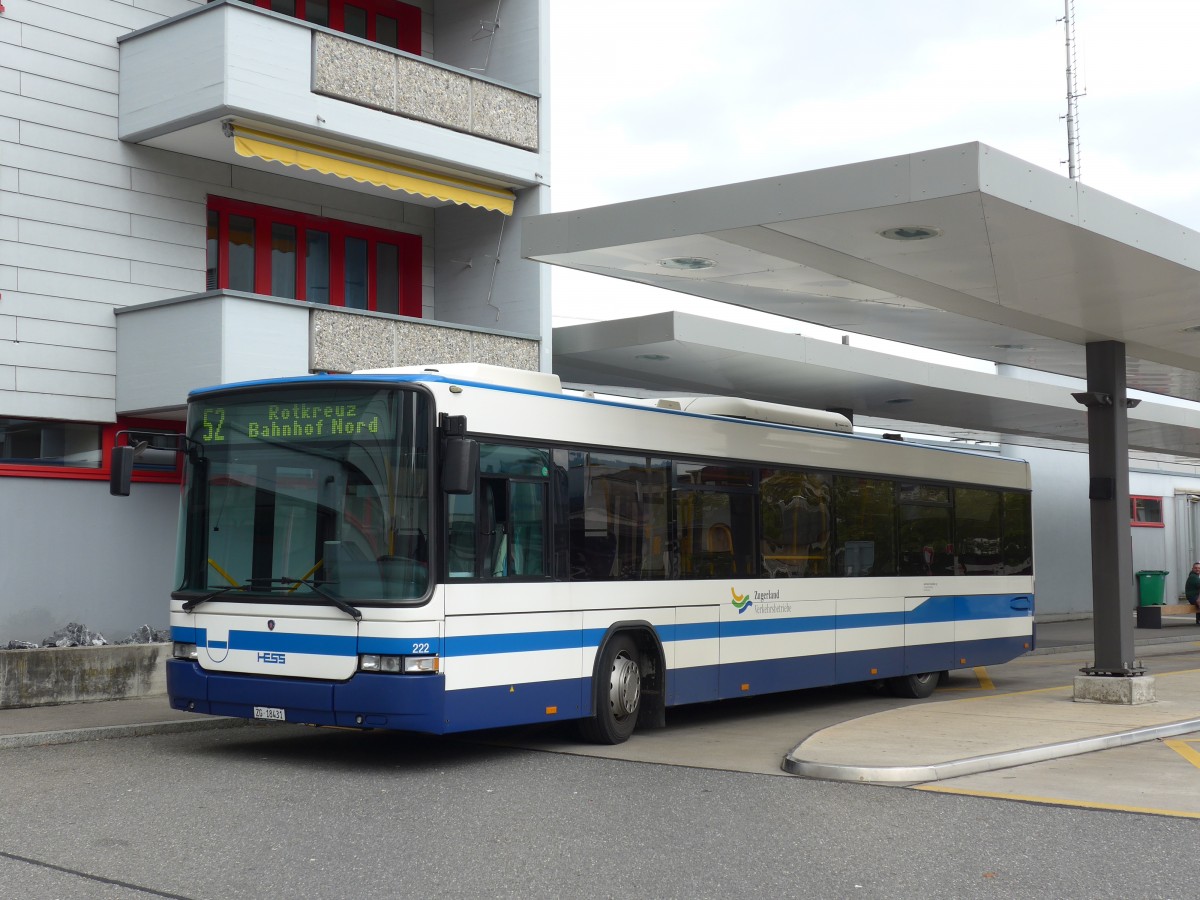 (154'115) - Odermatt, Rotkreuz - Nr. 222/ZG 18'431 - Scania/Hess am 19. August 2014 beim Bahnhof Rotkreuz