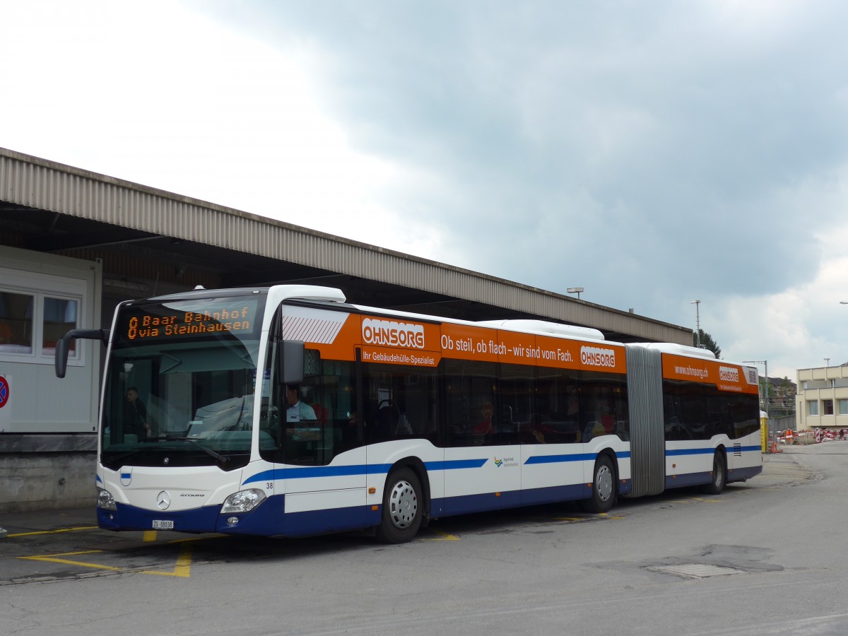 (154'126) - ZVB Zug - Nr. 38/ZG 88'038 - Mercedes am 19. August 2014 beim Bahnhof Rotkreuz