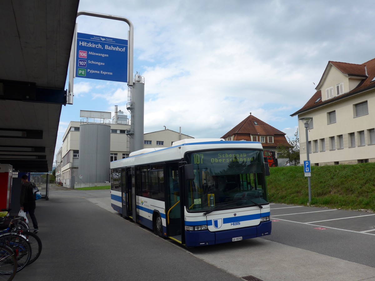 (154'140) - BSF Hochdorf - Nr. 8/LU 15'731 - Scania/Hess am 19. August 2014 beim Bahnhof Hitzkirch