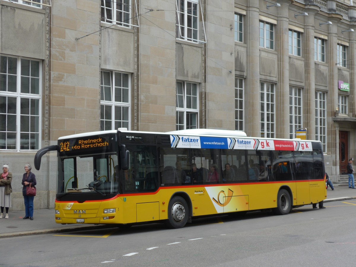 (154'214) - Schwizer, Goldach - SG 49'032 - MAN am 20. August 2014 beim Bahnhof St. Gallen