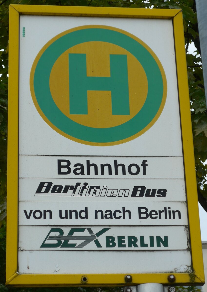 (154'258) - Haltestellenschild - Bregenz, Bahnhof - am 20. August 2014