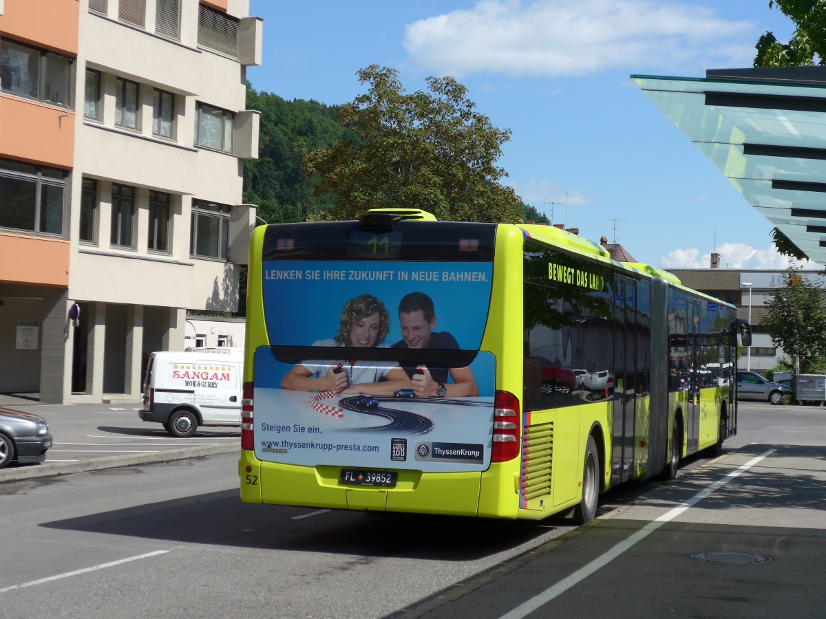 (154'291) - Aus Liechtenstein: LBA Vaduz - Nr. 52/FL 39'852 - Mercedes am 21. August 2014 beim Bahnhof Feldkirch