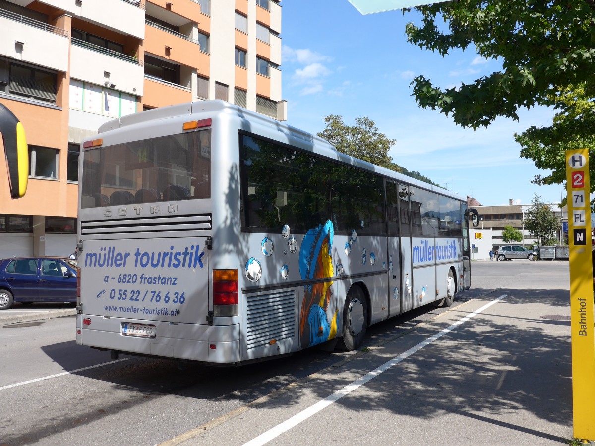 (154'306) - Mller, Frastanz - FK 5 FCD - Setra am 21. August 2014 beim Bahnhof Feldkirch