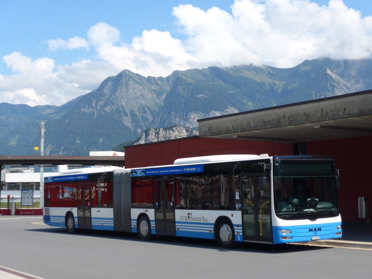 (154'351) - RTB Altsttten - Nr. 9/SG 348'633 - MAN am 21. August 2014 beim Bahnhof Sargans (Einsatz BSW)