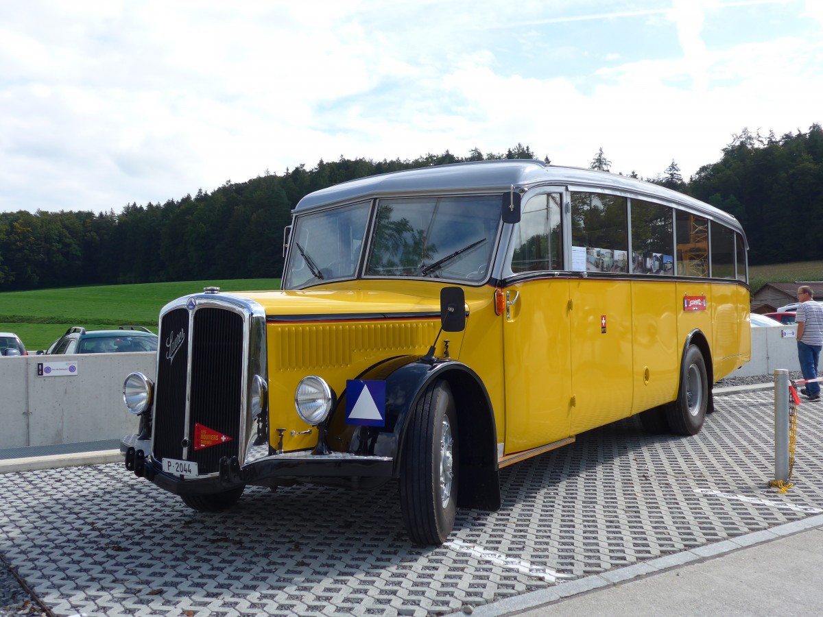 (154'519) - Schmutz, Vaulruz -  P 2044  - Saurer/Saurer (ex Nestl; ex P 23'019; ex P 2044) am 30. August 2014 in Oberkirch, CAMPUS Sursee