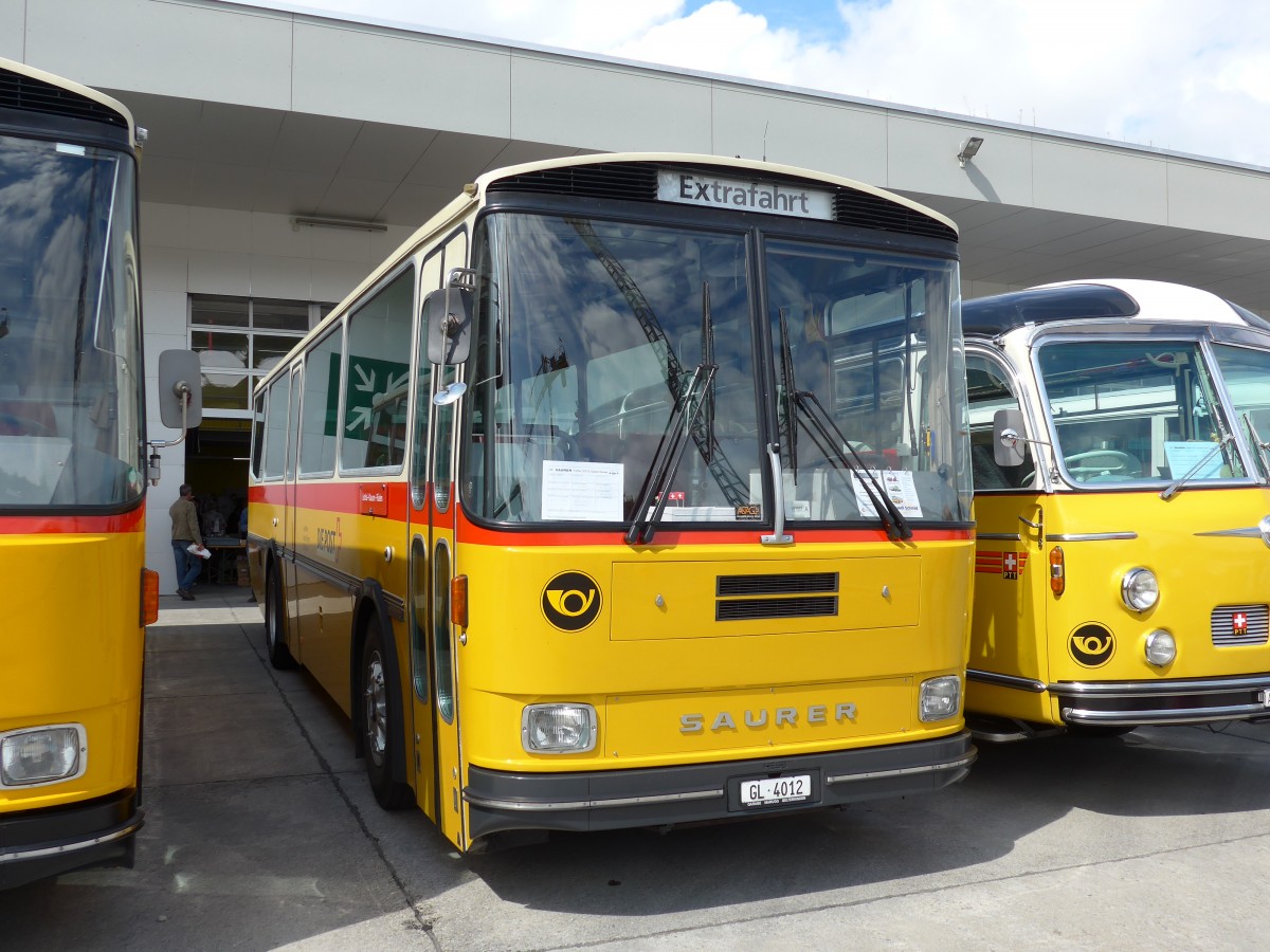 (154'521) - Schmid, Glarus - GL 4012 - Saurer/Tscher (ex Mosimann, Aesch; ex Erne, Full; ex P 24'257) am 30. August 2014 in Oberkirch, CAMPUS Sursee