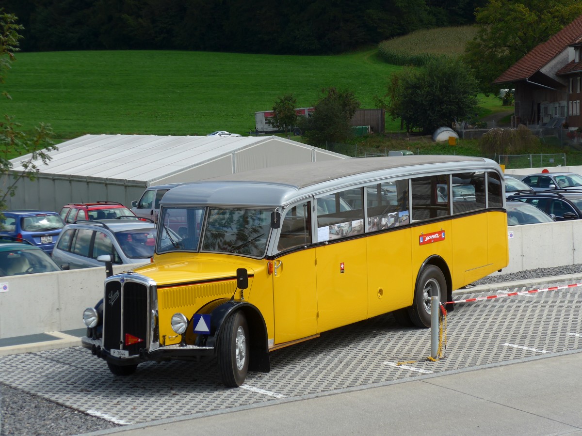 (154'572) - Schmutz, Vaulruz -  P 2044  - Saurer/Saurer (ex Nestl; ex P 23'019; ex P 2044) am 30. August 2014 in Oberkirch, CAMPUS Sursee