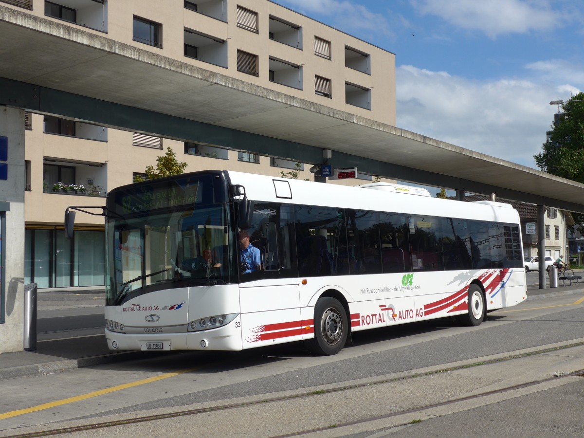 (154'628) - ARAG Ruswil - Nr. 33/LU 15'039 - Solaris am 30. August 2014 beim Bahnhof Sursee