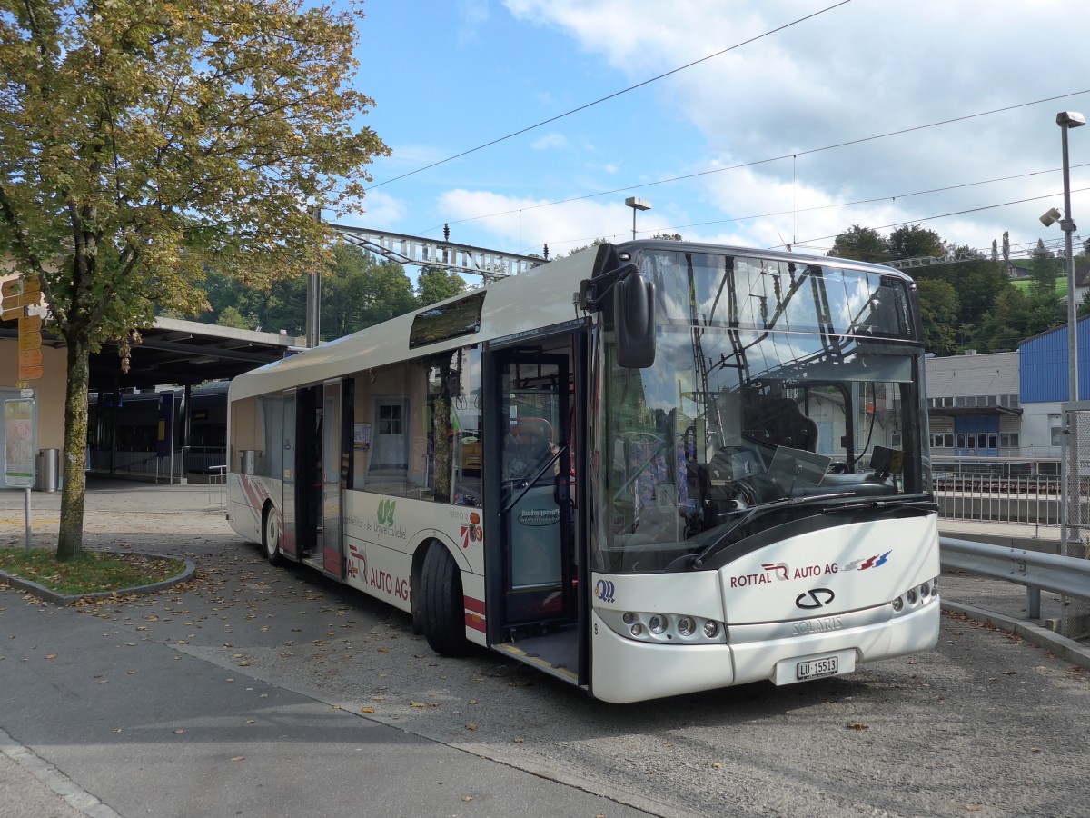 (154'646) - ARAG Ruswil - Nr. 9/LU 15'513 - Solaris am 30. August 2014 beim Bahnhof Wolhusen