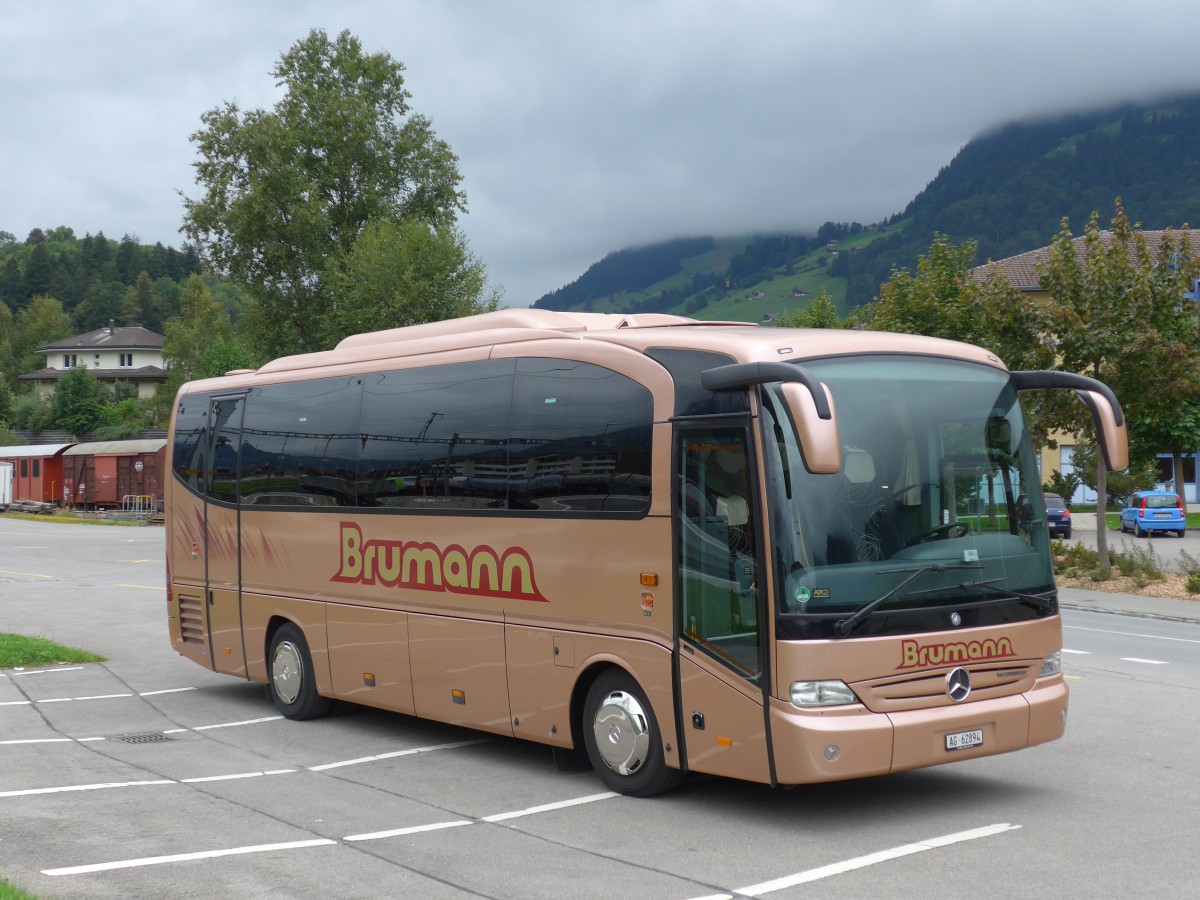 (154'724) - Brumann, Oberlunkhofen - AG 62'894 - Mercedes am 31. August 2014 beim Bahnhof Frutigen