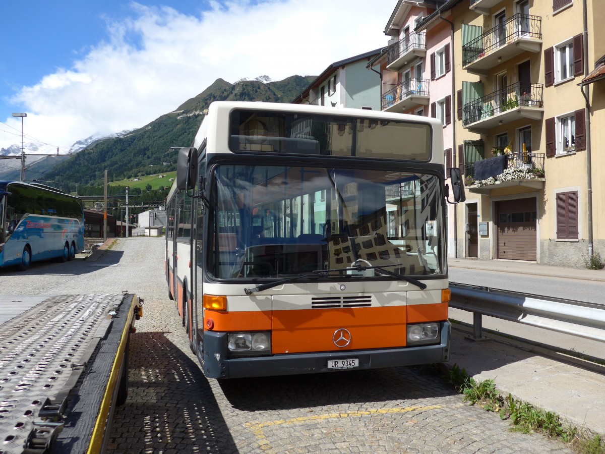 (154'776) - Meyer, Gschenen - UR 9345 - Mercedes (ex BSU Solothurn Nr. 63) am 1. September 2014 beim Bahnhof Airolo