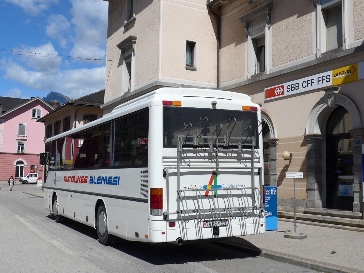 (154'815) - ABl Biasca - Nr. 20/TI 231'020 - Setra (ex AAGU Altdorf Nr. 33) am 1. September 2014 beim Bahnhof Biasca