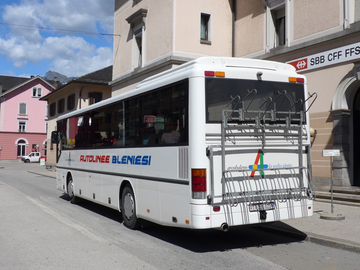 (154'816) - ABl Biasca - Nr. 20/TI 231'020 - Setra (ex AAGU Altdorf Nr. 33) am 1. September 2014 beim Bahnhof Biasca