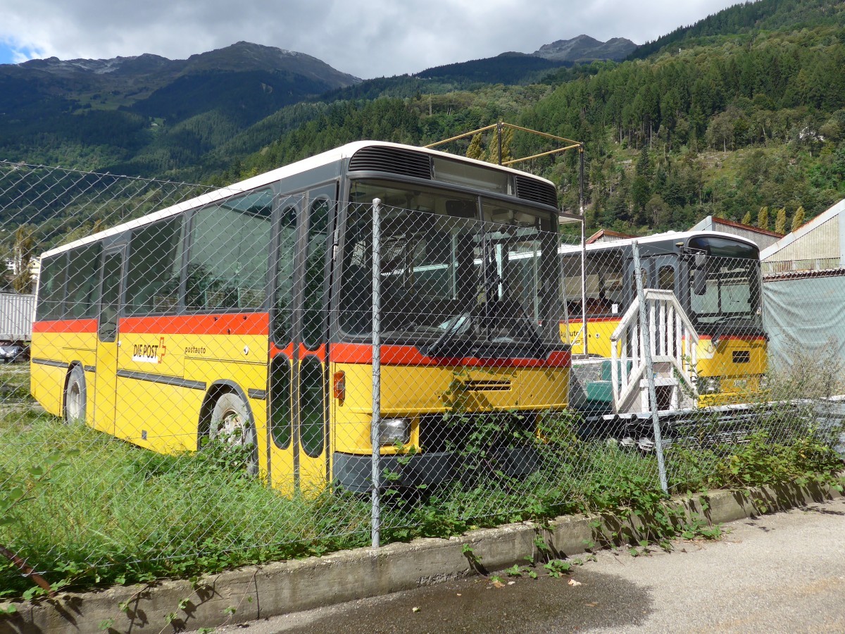 (154'837) - Barenco, Faido - NAW/Hess (ex PostAuto Graubnden; ex AVG Meiringen Nr. 65; ex P 24'451) am 1. September 2014 in Faido, Garage