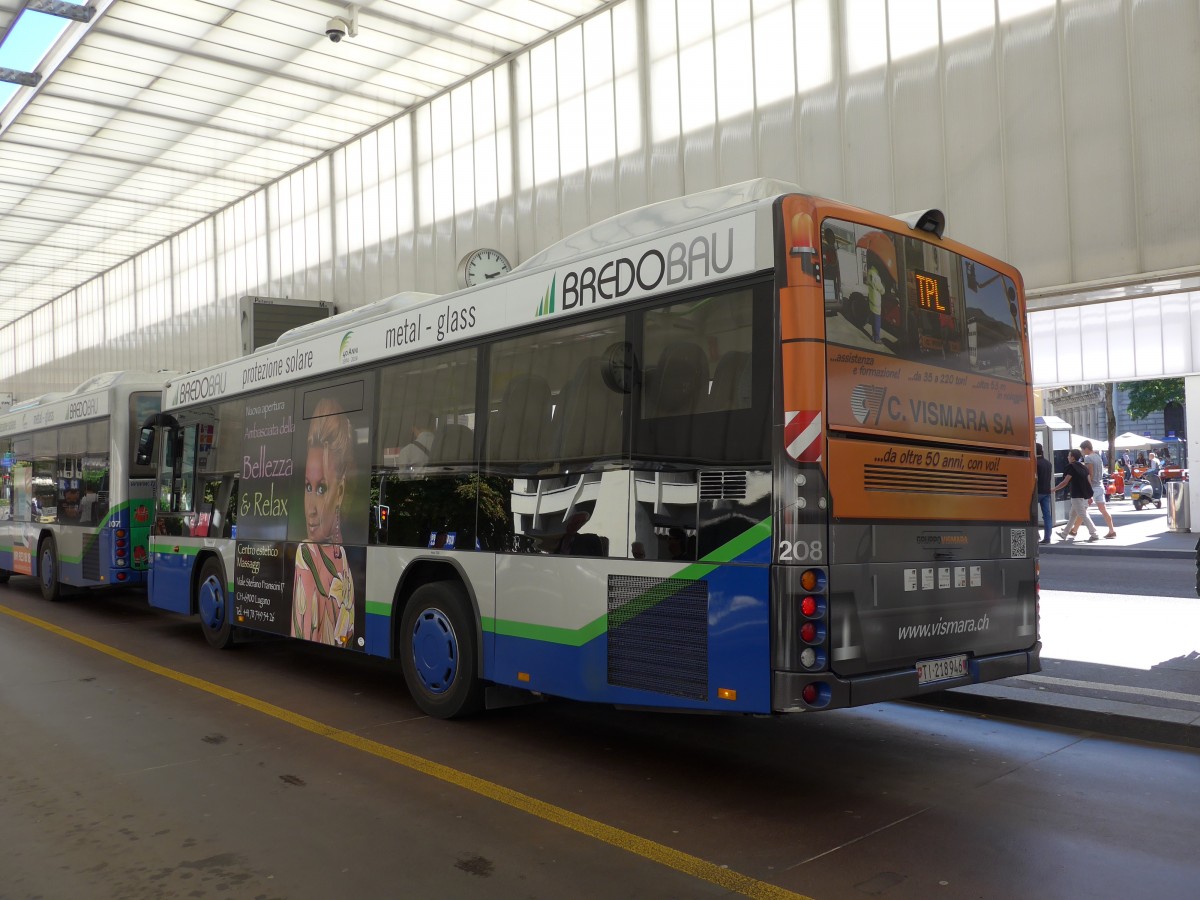 (155'173) - TPL Lugano - Nr. 208/TI 218'946 - Scania/Hess am 13. September 2014 in Lugano, Centro