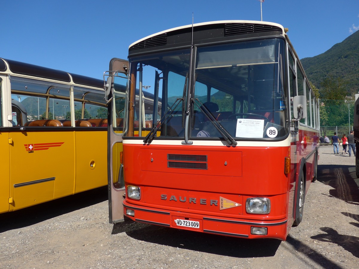 (155'183) - Chanson, Bex - Nr. 2/VD 723'009 - Saurer/Hess (ex TPC Aigle Nr. 2; ex BVB Bex Nr. 2) am 13. September 2014 in Lugano, Saurertreffen