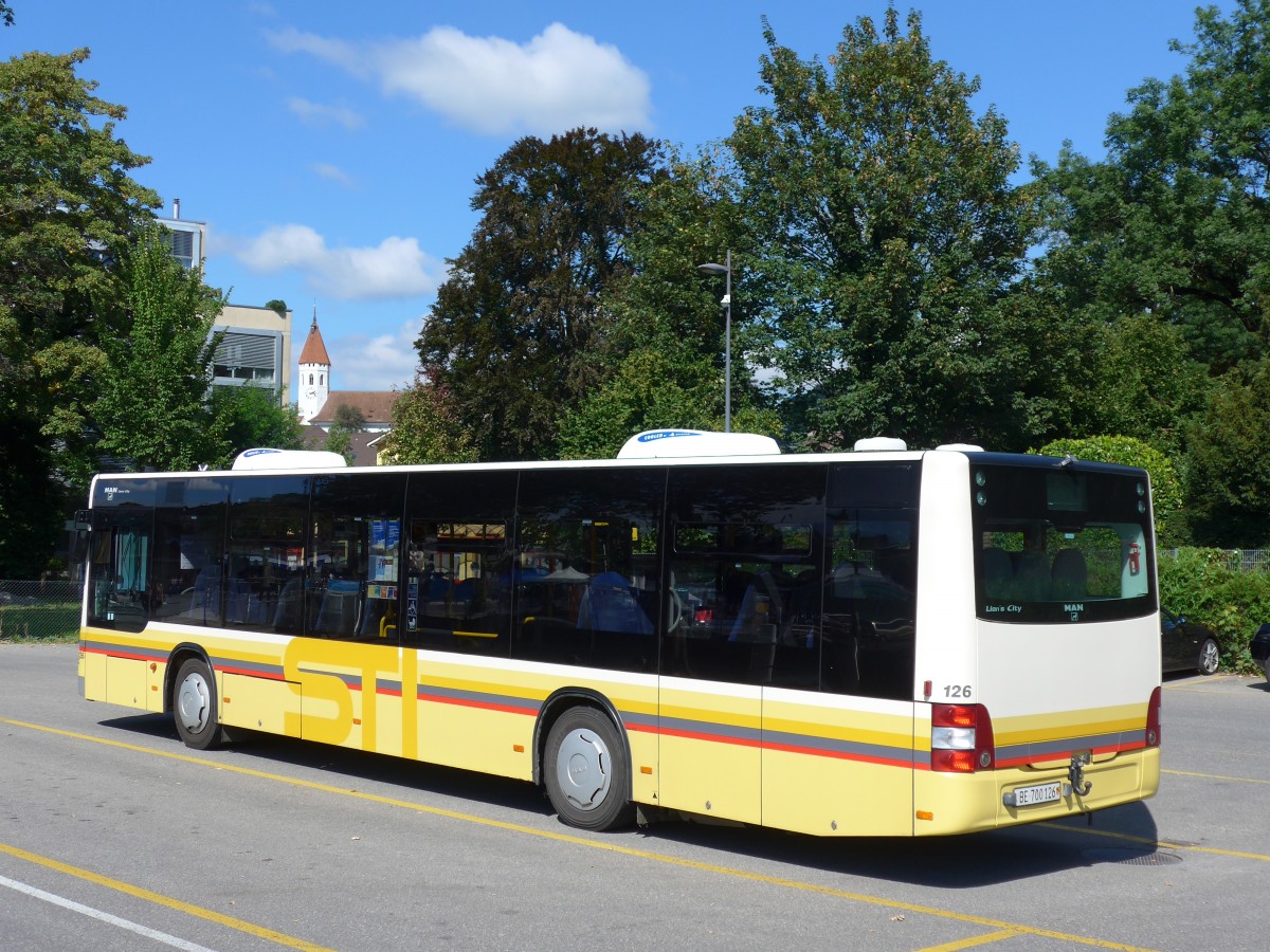 (155'255) - STI Thun - Nr. 126/BE 700'126 - MAN am 14. September 2014 bei der Schifflndte Thun