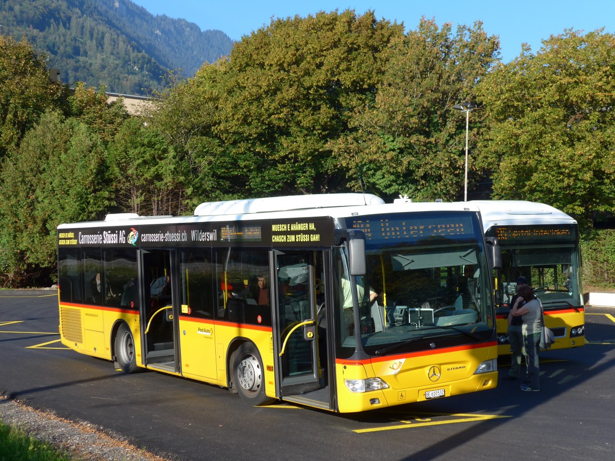 (155'347) - PostAuto Bern - BE 610'532 - Mercedes am 23. September 2014 beim Bahnhof Interlaken West