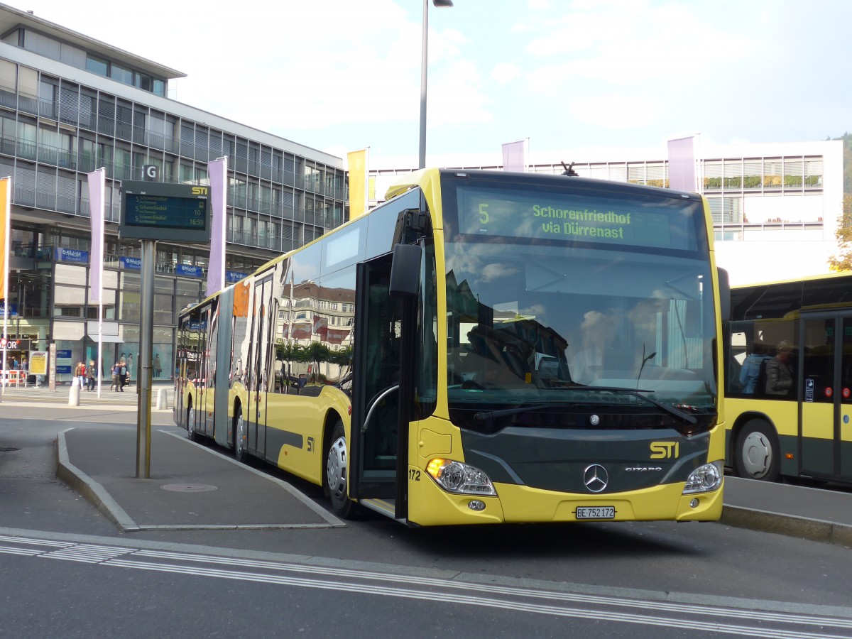 (155'452) - STI Thun - Nr. 172/BE 752'172 - Mercedes am 4. Oktober 2014 beim Bahnhof Thun