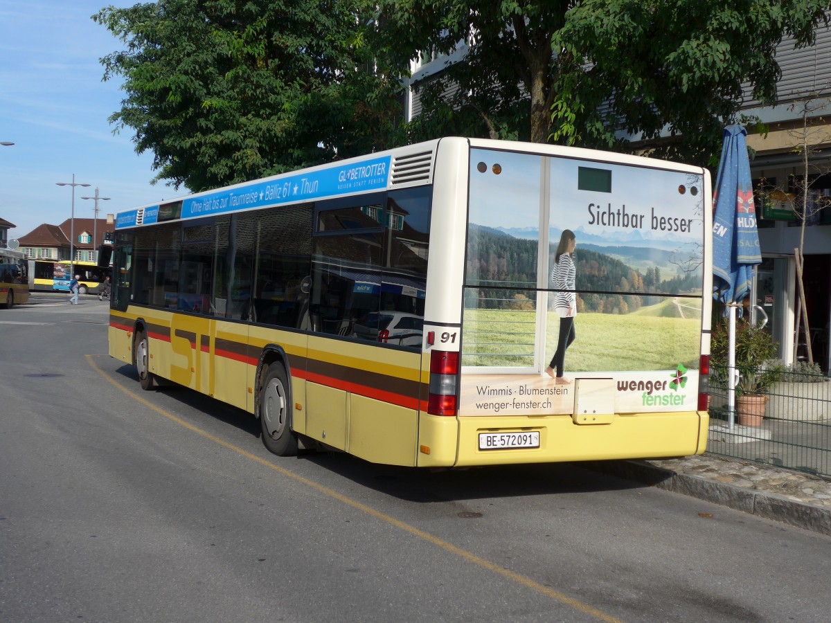 (155'464) - STI Thun - Nr. 91/BE 572'091 - MAN am 5. Oktober 2014 bei der Schifflndte Thun