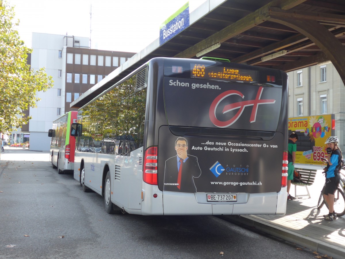 (155'468) - Busland, Burgdorf - Nr. 207/BE 737'207 - Mercedes am 5. Oktober 2014 beim Bahnhof Burgdorf