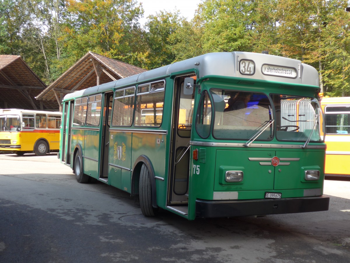 (155'490) - BVB Basel (RWB) - Nr. 75/BE 399'675 - FBW/FHS am 5. Oktober 2014 in Oberburg, Ziegelgut