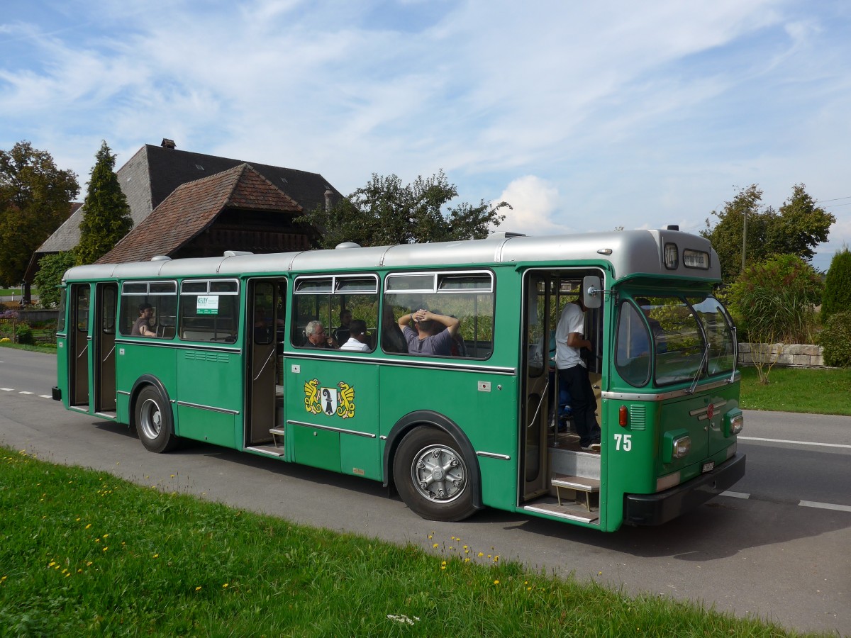 (155'511) - BVB Basel (RWB) - Nr. 75/BE 399'675 - FBW/FHS am 5. Oktober 2014 in Rohrmoos bei Lyssach