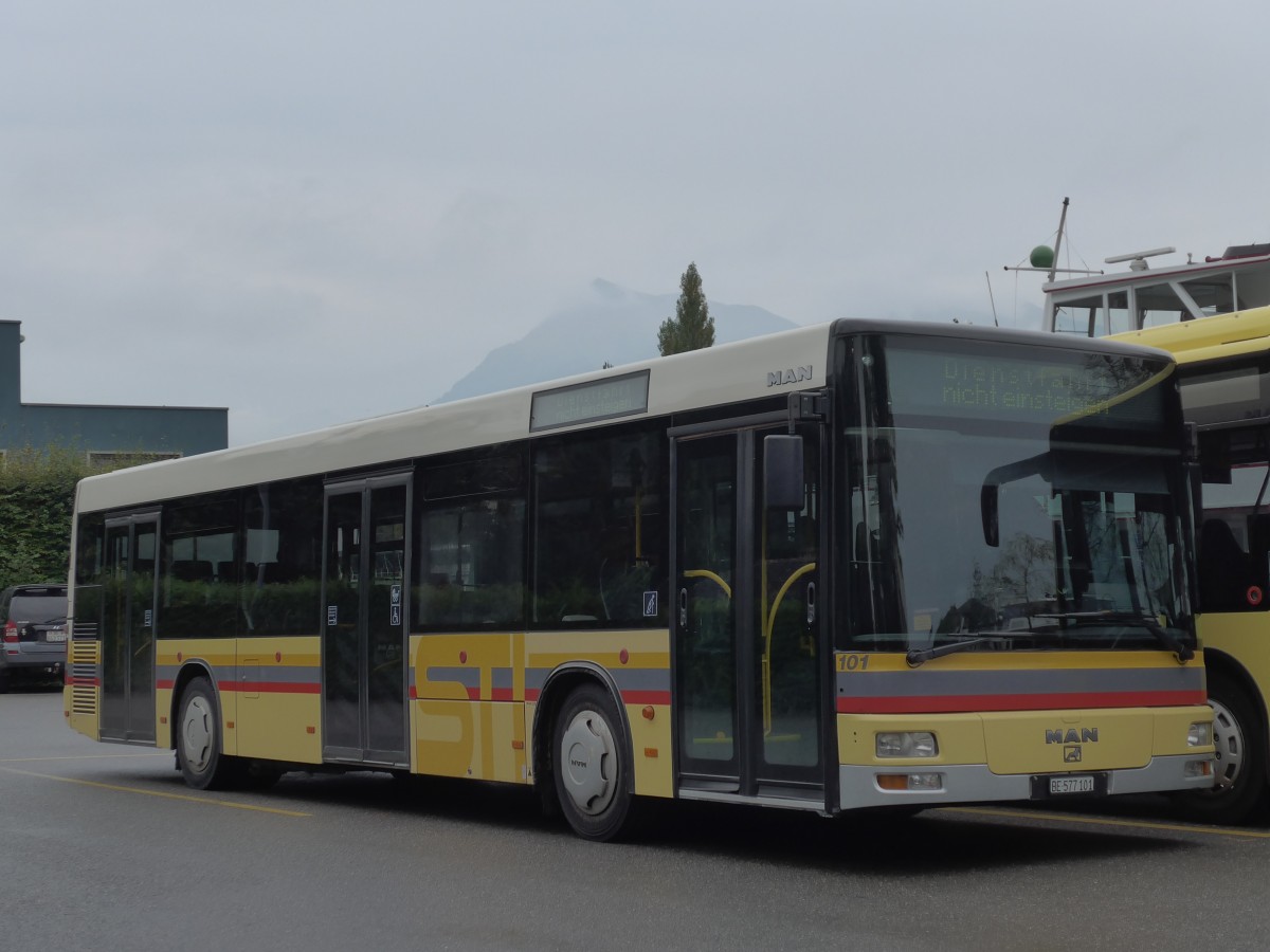 (155'585) - STI Thun - Nr. 101/BE 577'101 - MAN am 10. Oktober 2014 bei der Schifflndte Thun