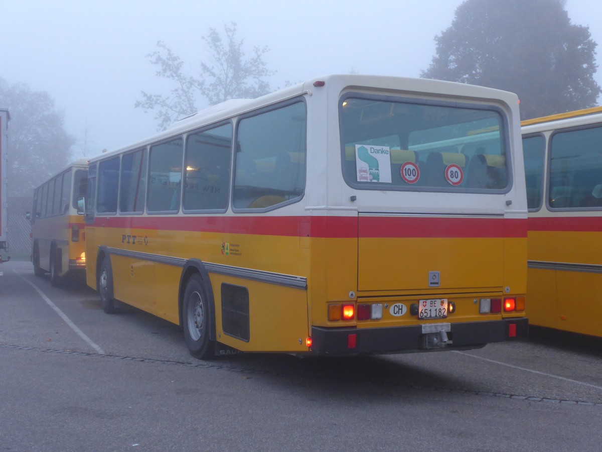 (155'601) - Bernair, Mnsingen - BE 651'182 - Saurer/Tscher (ex Schebath, Lauerz; ex Albin, Fllanden, ex Heim, Flums) am 12. Oktober 2014 in Deitingen, Autobahnraststtte