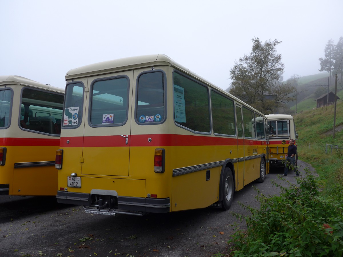 (155'605) - Schmid, Glarus - GL 4012 - Saurer/Tscher (ex Mosimann, Aesch; ex Erne, Full; ex P 24'257) am 12. Oktober 2014 in Kssnacht, Rest. Frohsinn