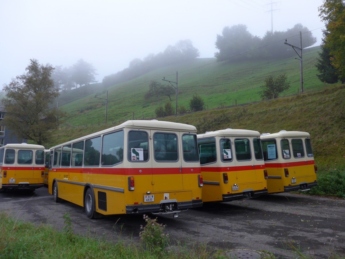 (155'608) - Gautschi, Suhr - AG 6835 - Saurer/Tscher (ex Ltscher, Neuheim Nr. 200; ex Cartek, Regensdorf; ex P 25'822) am 12. Oktober 2014 in Kssnacht, Rest. Frohsinn