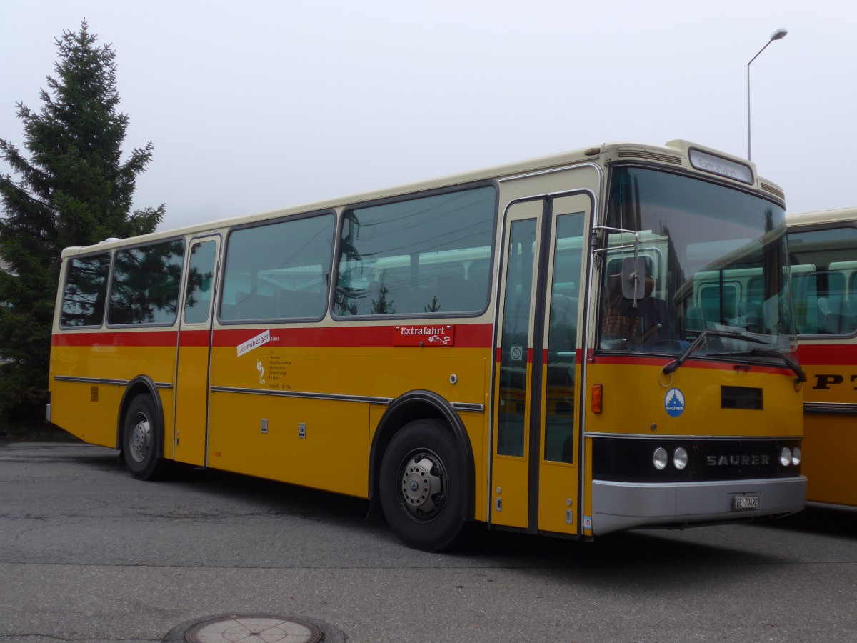 (155'620) - Leuenberger, Kirchberg - BE 70'492 - Saurer/Lauber (ex Niederer, Filzbach Nr. 11) am 12. Oktober 2014 in Kssnacht, Rest. Frohsinn