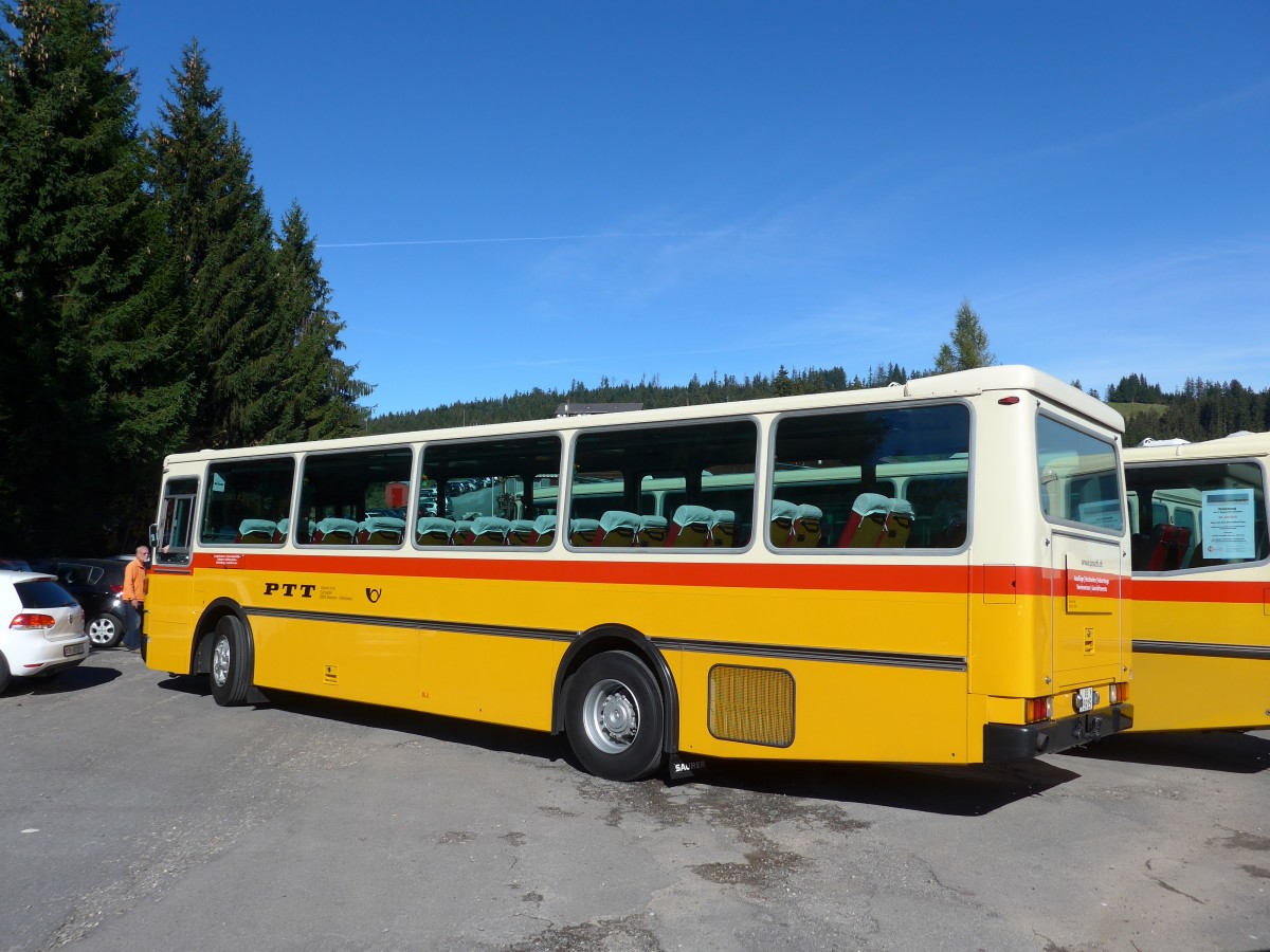 (155'647) - Kolb, Matten - Nr. 3/BE 93'915 - Saurer/R&J (ex Schmocker, Stechelberg Nr. 3; ex Nr. 1; ex Gertsch, Stechelberg Nr. 1) am 12. Oktober 2014 in Willerzell, Rest, Sattelegg