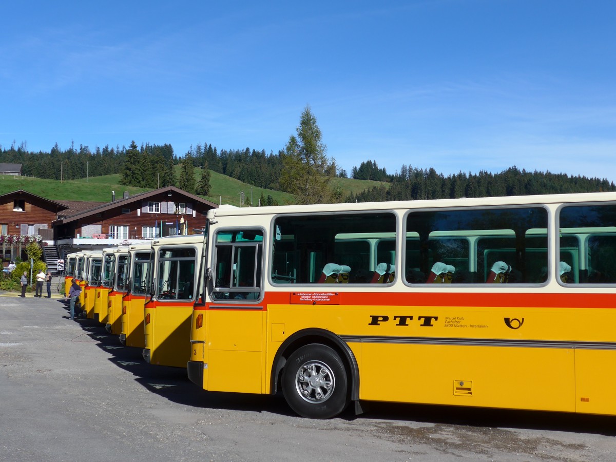 (155'648) - Kolb, Matten - Nr. 3/BE 93'915 - Saurer/R&J (ex Schmocker, Stechelberg Nr. 3; ex Nr. 1; ex Gertsch, Stechelberg Nr. 1) am 12. Oktober 2014 in Willerzell, Rest. Sattelegg (Teilaufnahme)