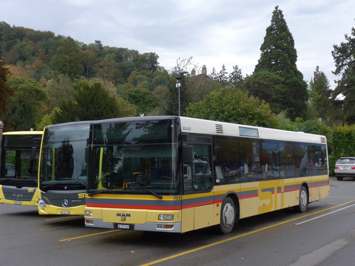 (155'789) - STI Thun - Nr. 100/BE 577'100 - MAN am 16. Oktober 2014 bei der Schifflndte Thun