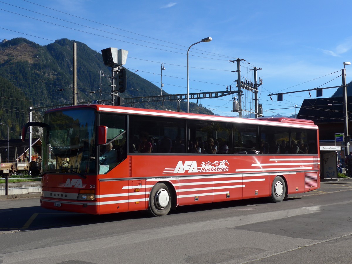 (155'861) - AFA Adelboden - Nr. 20/BE 26'706 - Setra (ex Nr. 6) am 19. Oktober 2014 beim Bahnhof Zweisimmen