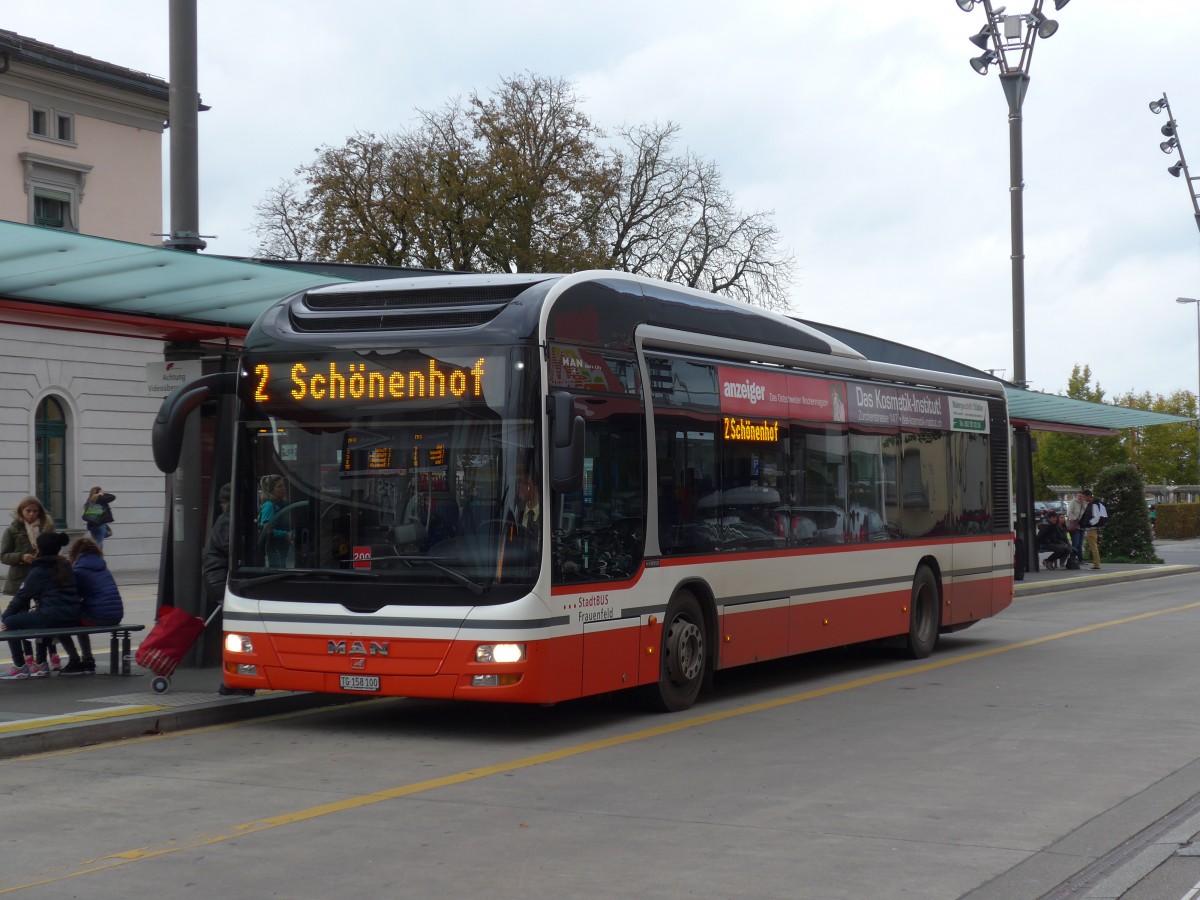 (155'932) - PostAuto Ostschweiz - TG 158'100 - MAN am 22. Oktober 2014 beim Bahnhof Frauenfeld