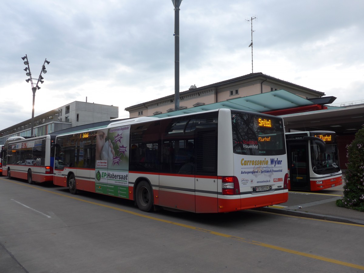 (155'947) - PostAuto Ostschweiz - TG 158'218 - MAN am 22. Oktober 2014 beim Bahnhof Frauenfeld